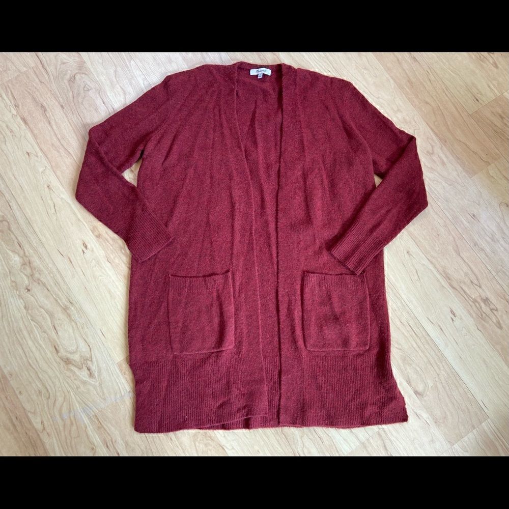 Madewell red maroon cardigan long sweater